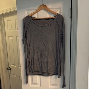 Lululemon Women's Long Sleeve Striped Scoop Neck Top - Gray/Blue